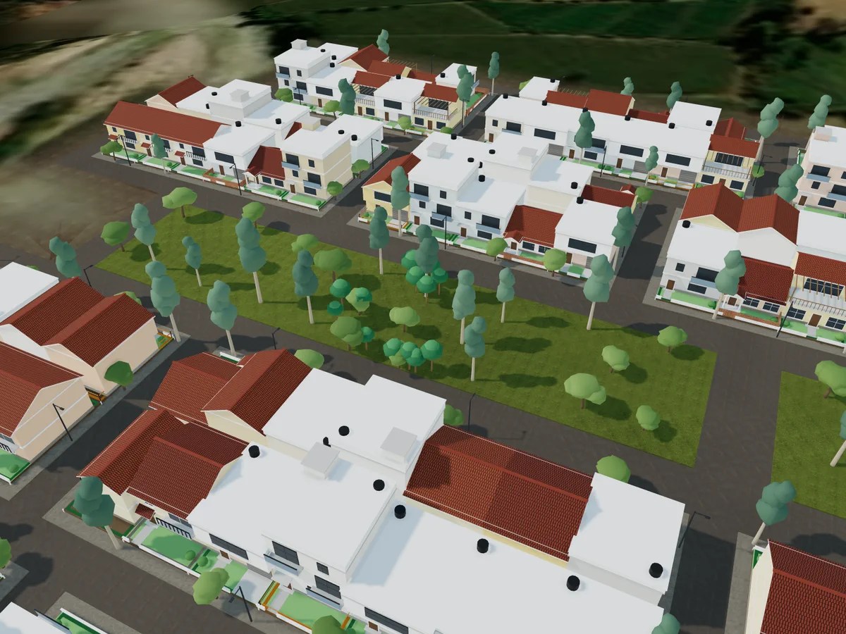 Calle de una urbanización en el Visor 3D de Moderniva